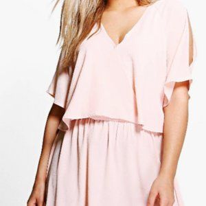 Boohoo Plus Ruffle Open Shoulder Dress
